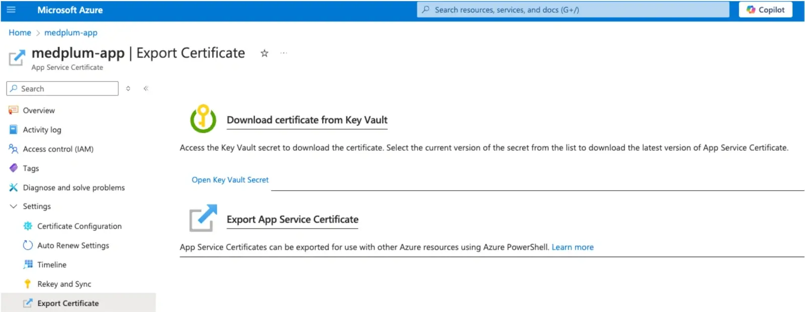 Download Azure Certificate